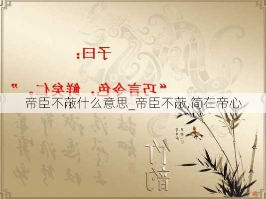 帝臣不蔽什么意思_帝臣不蔽,简在帝心