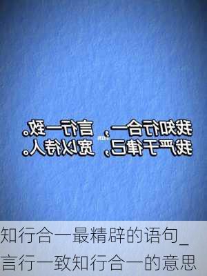 知行合一最精辟的语句_言行一致知行合一的意思