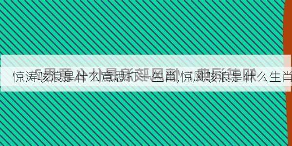 惊涛骇浪是什么意思打一生肖,惊风骇浪是什么生肖