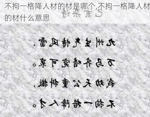 不拘一格降人材的材是哪个,不拘一格降人材的材什么意思