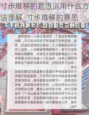 寸步难移的意思运用什么方法理解_寸步难移的意思