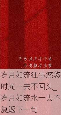 岁月如流往事悠悠时光一去不回头_岁月如流水一去不复返下一句