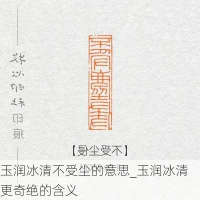 玉润冰清不受尘的意思_玉润冰清更奇绝的含义