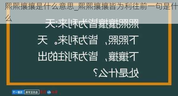 熙熙攘攘是什么意思_熙熙攘攘皆为利往前一句是什么