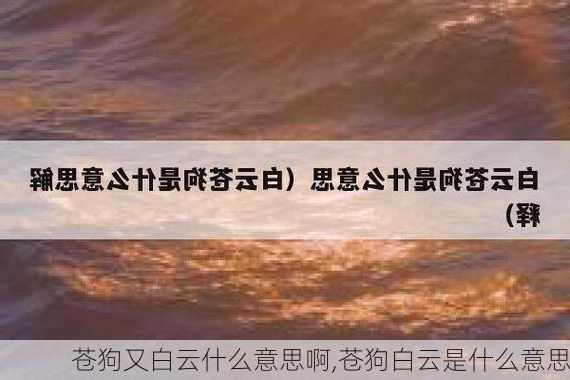 苍狗又白云什么意思啊,苍狗白云是什么意思