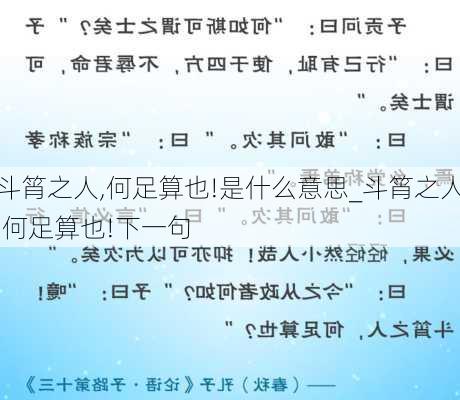 斗筲之人,何足算也!是什么意思_斗筲之人,何足算也!下一句