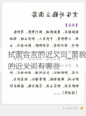 拭面容言的近义词_面貌的近义词有哪些