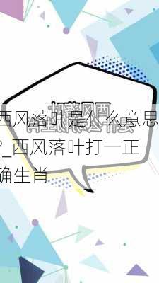 西风落叶是什么意思?_西风落叶打一正确生肖