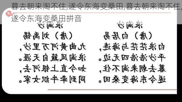 暮去朝来淘不住,遂令东海变桑田,暮去朝来淘不住,遂令东海变桑田拼音