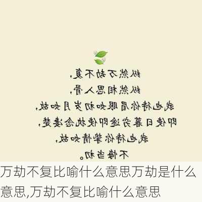 万劫不复比喻什么意思万劫是什么意思,万劫不复比喻什么意思