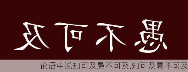 论语中说知可及愚不可及,知可及愚不可及