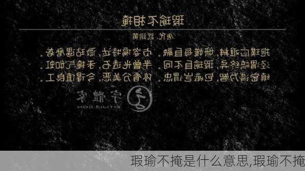 瑕瑜不掩是什么意思,瑕瑜不掩