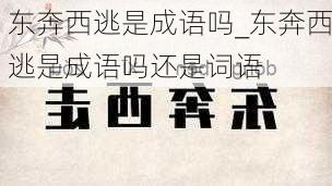 东奔西逃是成语吗_东奔西逃是成语吗还是词语