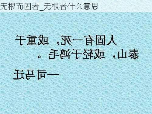 无根而固者_无根者什么意思