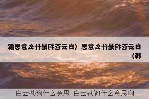 白云苍狗什么意思_白云苍狗什么意思啊