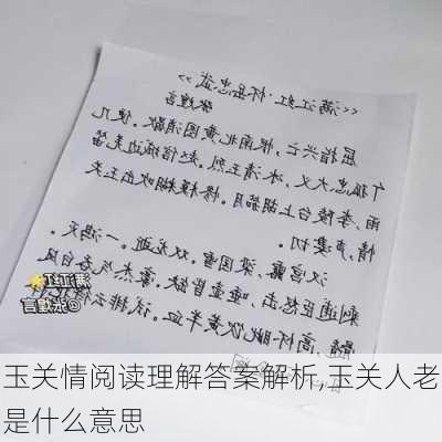 玉关情阅读理解答案解析,玉关人老是什么意思