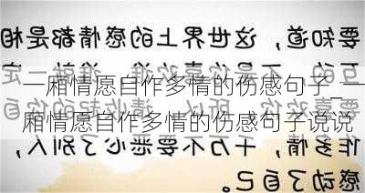 一厢情愿自作多情的伤感句子_一厢情愿自作多情的伤感句子说说