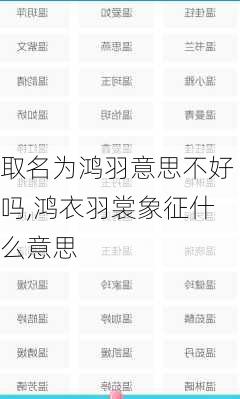 取名为鸿羽意思不好吗,鸿衣羽裳象征什么意思